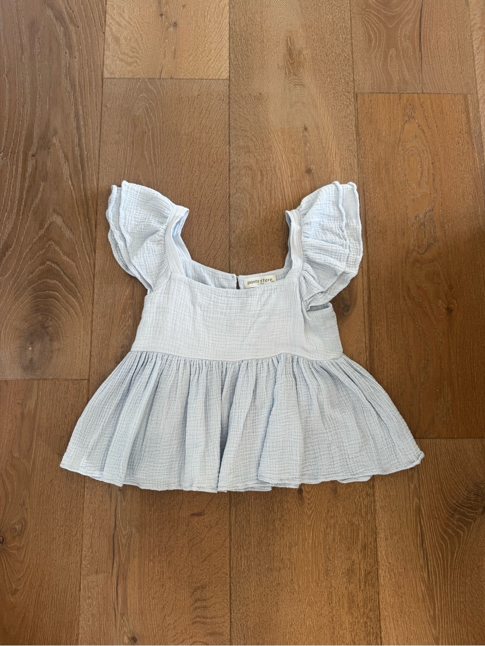 Light Blue Ruffle Sleeve Peplum Top